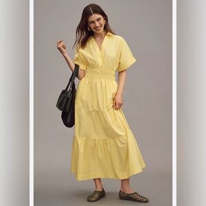 Anthropologie Yellow somerset Maxi Shirt Dress XL nwt